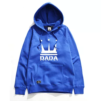 【DADA】經典皇冠大LOGO美式休閒內刷毛Hoodie帽T-男(活力藍-2153004003)S活力藍
