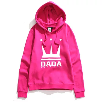 【DADA】經典皇冠大LOGO美式休閒內刷毛Hoodie帽T-女(俏皮桃-6153012001)S俏皮桃