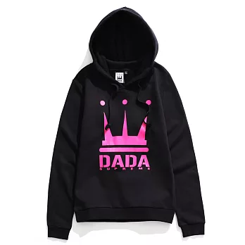 【DADA】經典皇冠大LOGO美式休閒內刷毛Hoodie帽T-女(個性黑桃-6153012002)S個性黑桃