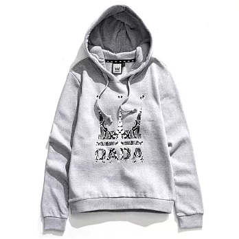 【DADA】經典皇冠大LOGO美式休閒內刷毛Hoodie帽T-女(蛇紋灰-6153012003)S蛇紋灰