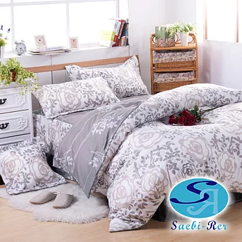 【Saebi-Rer-玫瑰晨光】台灣製活性柔絲絨雙人六件式床罩組