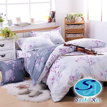 【Saebi-Rer-花境夢語】台灣製活性柔絲絨加大六件式床罩組