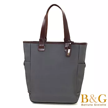 【B&G】義大利真皮直率立型托特包(光澤灰)