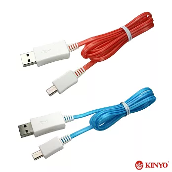 【KINYO】Micro USB發光傳輸充電線1M(USB-43)紅色