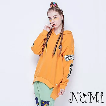【NuMi】日韓亮色系特殊剪裁上衣(M-XXL適穿)FREE橘黃色