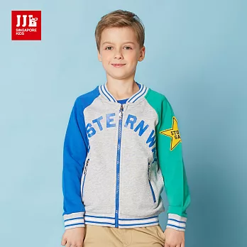 【JJLKIDS】星星貼布配色運動風外套(麻灰)150麻灰