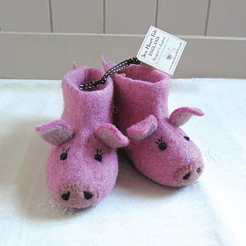 英國sew heart felt放牧小羊羊毛氈鞋 (嬰兒鞋/彌月禮)--粉紅豬15粉紅豬