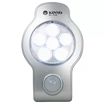 【KINYO】簡易雙弧造型6燈泡智慧光控LED感應燈(SL-708)