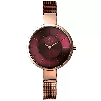 OBAKU 采麗時刻米蘭腕錶-葡萄紫x玫瑰金