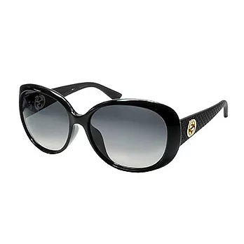 【GUCCI 太陽眼鏡】雙G 菱格紋設計款-黑色(GG3794/F/S-LWD)