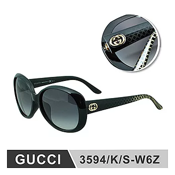 【GUCCI 太陽眼鏡】黑框金色紋路/大圓框鏡面(GG3594/K/S-W6Z)