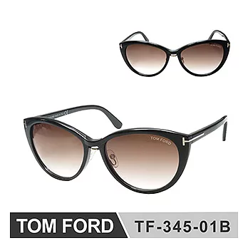 【TOM FORD 太陽眼鏡】新款貓眼型鼻托設計款-質感黑框太陽眼鏡(TF-345-01B)