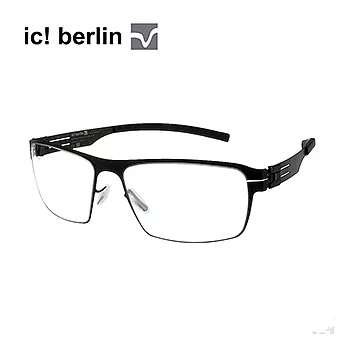 【ic!berlin 光學眼鏡】正品德國柏林薄鋼設計/黑-加大版(ALBULA-BLACK)