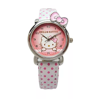 Hello Kitty 可愛俏皮蝴蝶結第二波時尚造型腕錶-白色-KT012LWPW-1