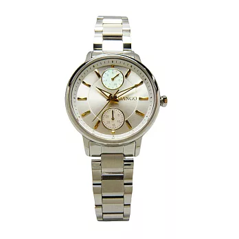 MANGO 美學高標準時尚女性優質腕錶-銀色-MA6676L-80