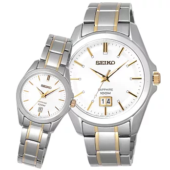 SEIKO 榮耀時刻日期都會對錶-銀框雙色版