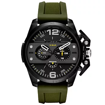 DIESEL 鋼鐵之臂潮流個性腕錶-橡膠軍綠