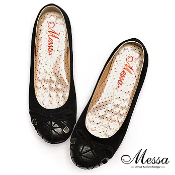 【Messa米莎專櫃女鞋】MIT奢華女孩大人系細絨內真皮娃娃鞋35黑色