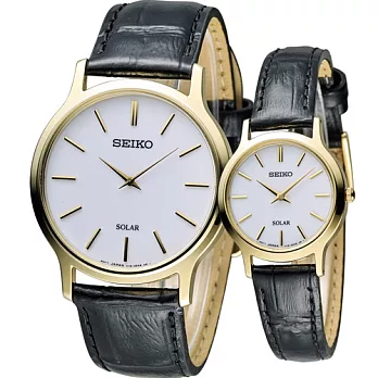 精工 SEIKO 永恆記憶太陽能對錶 V115-0BE0K V115-0BS0K 金色