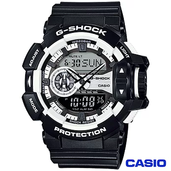 CASIO卡西歐 G-SHOCK街頭時尚科技風格運動雙顯錶-黑 GA-400-1A