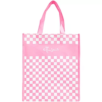 ETTUSAIS 艾杜紗 粉色方格購物手提袋