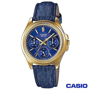 CASIO卡西歐 經典時尚三眼女性腕錶 LTP-E304GBL-2A