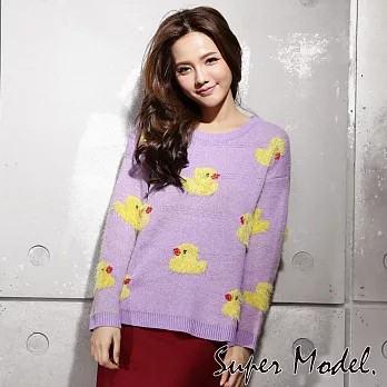 【名模衣櫃】俏皮黃色小鴨毛海針織衫(適穿M-XL)FREE紫