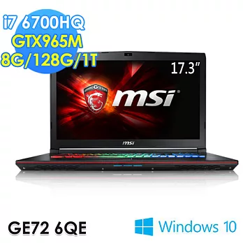 msi微星 GE72 6QE-095TW 17.3吋 i7-6700HQ GTX965M 電競筆電