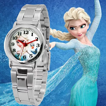 Frozen冰雪奇緣 迪士尼卡通兒童鐵帶錶-艾莎與雪寶