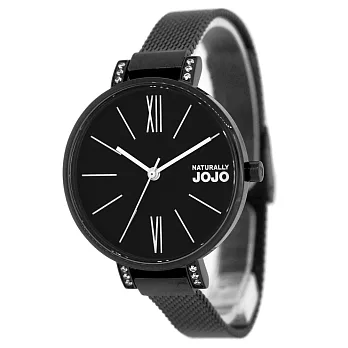 NATURALLY JOJO 完美簡約時尚米蘭腕錶-黑