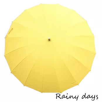 【Rainy days】16傘骨無敵抗風防潑銀膠手開直傘-黃色(2入組)