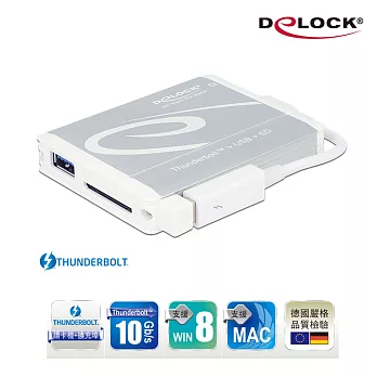 Delock Thunderbolt™ SD 4.0讀卡機+USB 3.0連接器－91723