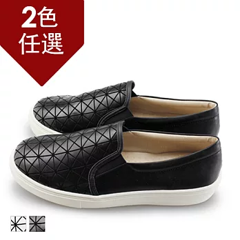 FUFA MIT 幾何方格質感懶人鞋 (N48)-共2色23黑色
