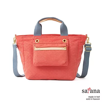 satana - 多隔層手提包/斜背包 - 珊瑚紅
