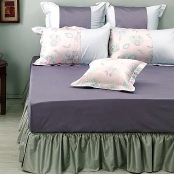 LITA麗塔 波隆那-紫花303織精梳棉床包枕套三件式-雙人特大