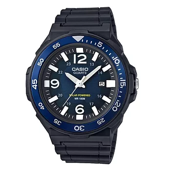 CASIO 世紀太陽能帝國再現時尚優質霸氣腕錶-黑x藍-MRW-S310H-2B