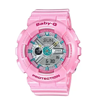 Baby-G 秋冬粉嫩新設計時尚優質雙顯運動腕錶-粉-BA-110CA-4A