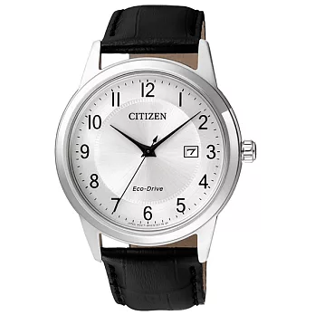 CITIZEN 紳士氣度展現經典時尚優質腕錶-黑皮革-AW1231-07A