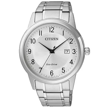 CITIZEN 紳士氣度展現經典時尚優質腕錶-銀+數字-AW1231-58B