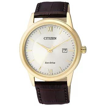 CITIZEN 紳士氣度展現經典時尚優質腕錶-羅馬刻度+金框-AW1232-12A