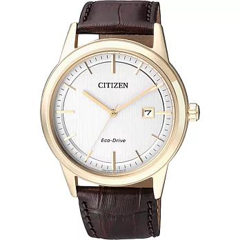 CITIZEN 紳士氣度展現經典時尚優質腕錶-釘字刻度+金框-AW1233-01A