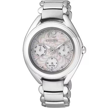 CITIZEN 春意盎然時尚光動能優質女性腕錶-白貝-FD2020-54D