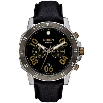 NIXON RANGER CHRONO集英捍衛雙眼計時腕錶-黑X皮帶