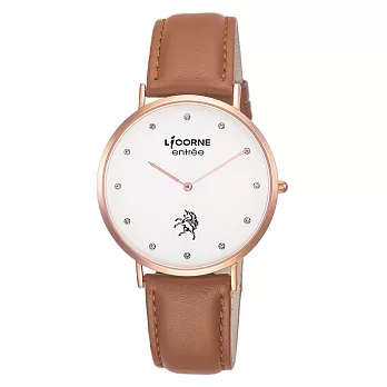 【LICORNE】恩萃 Entrée 經典極簡超薄水鑽真皮男錶 (玫瑰金 LT056MRWSD)