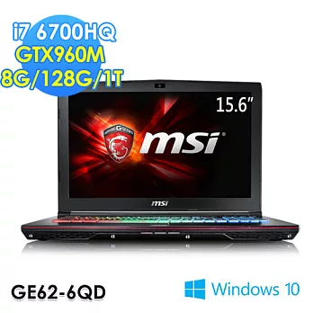 【msi微星】GE62 6QD-658TW 15.6吋 i7-67000HQ GTX960M(電競筆電)