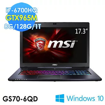 msi微星 GS70 6QD-006TW 17.3吋 i7-6700HQ GTX965M WIN10 電競筆電