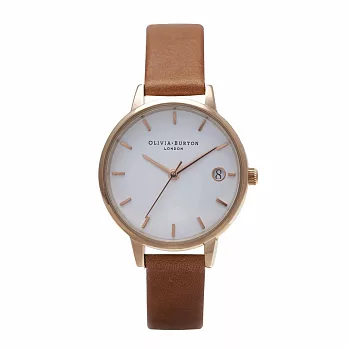 (預購)3/1~3/14 Olivia Burton London 英倫復古精品手錶 典雅極品 棕色真皮錶帶 玫瑰金錶框無30mm