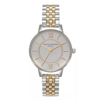 (預購)3/1~3/14 Olivia Burton 英倫復古精品手錶 夢幻樂園 銀x金色金屬錶帶 銀色錶框 30mm
