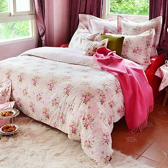 義大利La Belle《薔薇之戀》特大四件式防蹣抗菌舖棉兩用被床包組