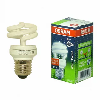 OSRAM 歐司朗 8W 迷你螺旋省電燈泡T2 E27(2入)